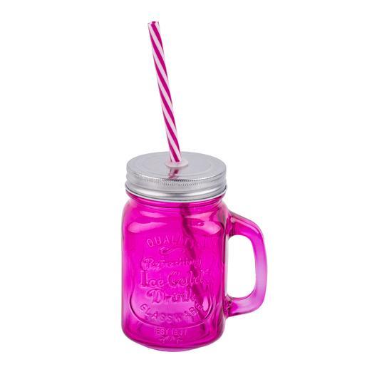 Glass Mason Jar with straw